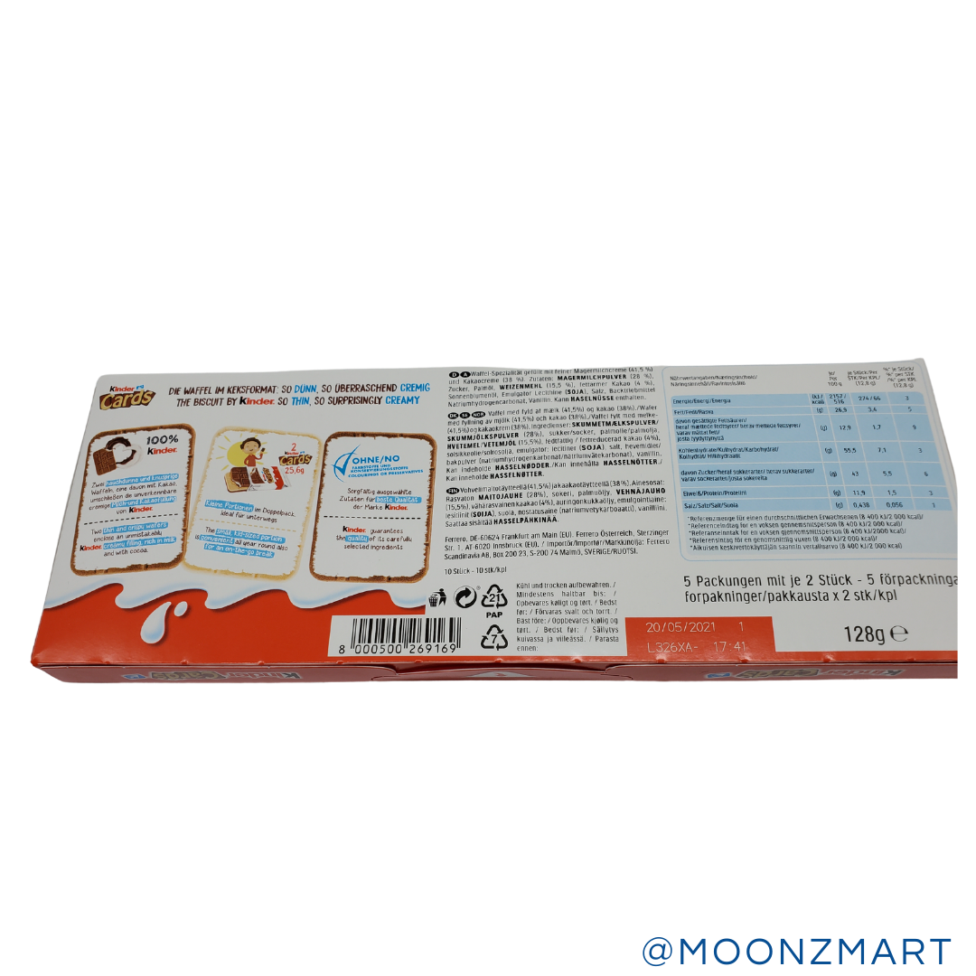 KINDER CARDS CHOCOLATE COOKIES - MOONZMART